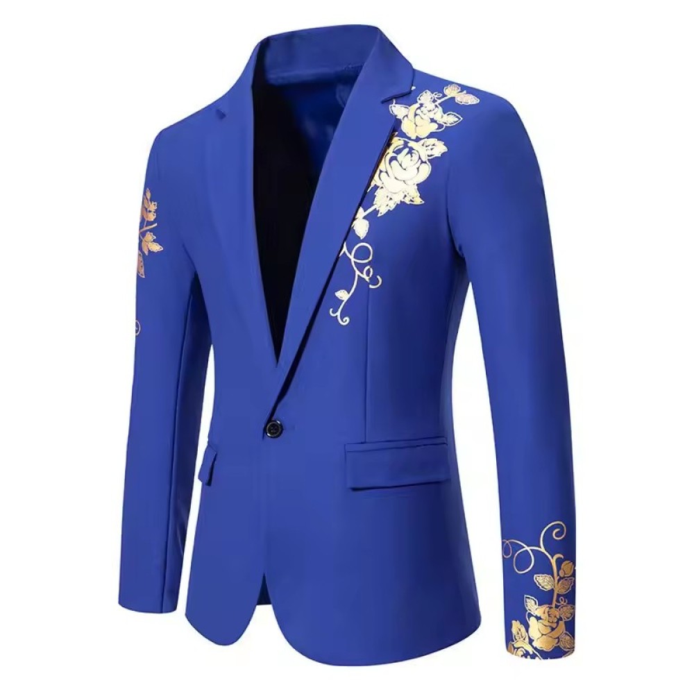 luxurious Customized Spring Autumn Men's Clothing Hot Stamped Print Men's Wedding Slim Fit Suit Men's Casual Suit Coat