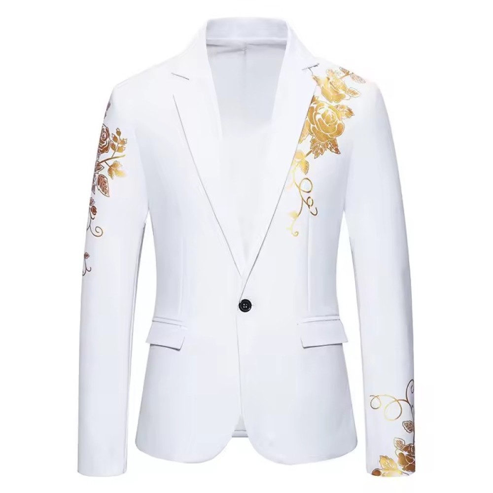 luxurious Customized Spring Autumn Men's Clothing Hot Stamped Print Men's Wedding Slim Fit Suit Men's Casual Suit Coat
