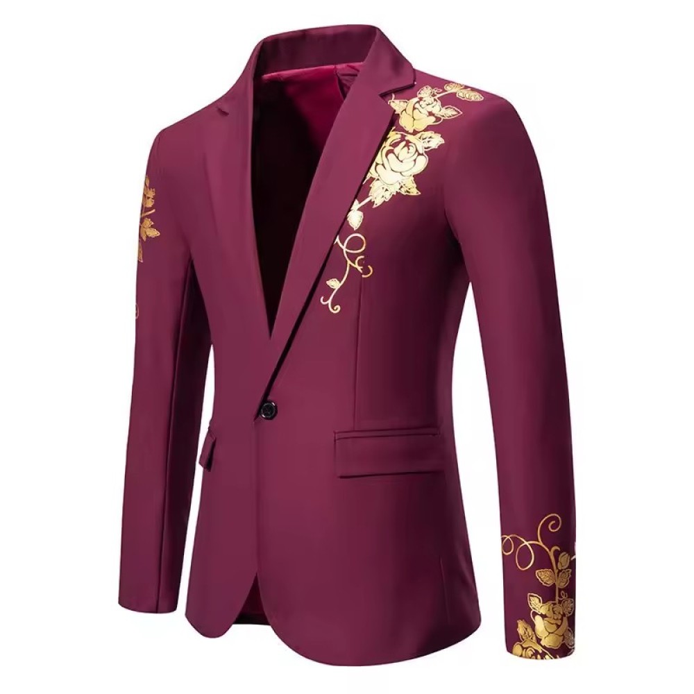 luxurious Customized Spring Autumn Men's Clothing Hot Stamped Print Men's Wedding Slim Fit Suit Men's Casual Suit Coat