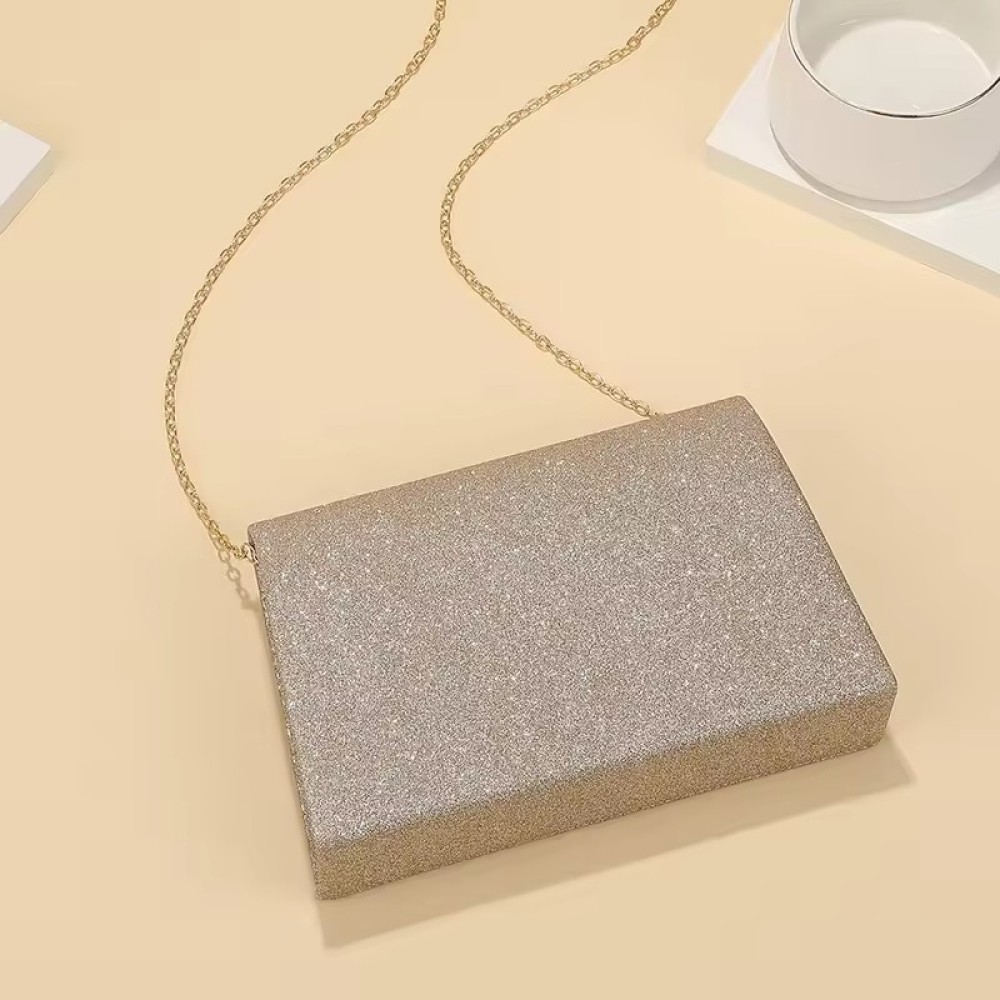 Customized New Design High-End Luxury Chain Flip Clutch Purse Stylish Single Shoulder Bag High-Capacity Mezzanine Dinner Bag Metallic High