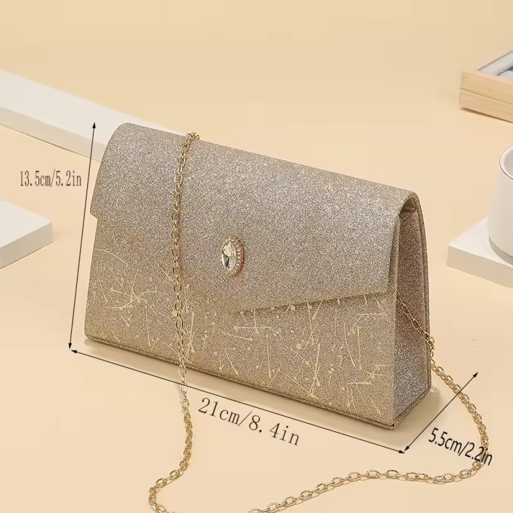 Customized New Design High-End Luxury Chain Flip Clutch Purse Stylish Single Shoulder Bag High-Capacity Mezzanine Dinner Bag Metallic High