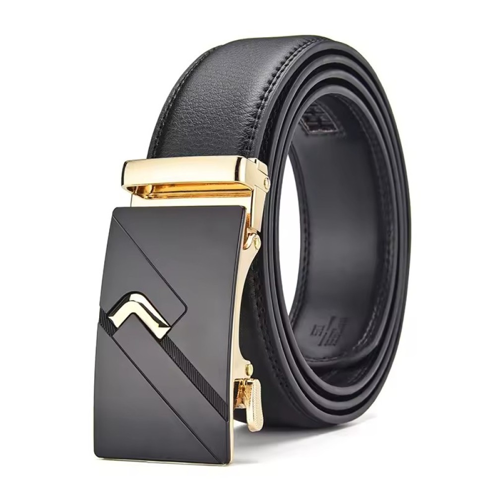 Customized Business Casual Adjustable Automatic Buckle Two-layer Cowhide Genuine Leather Belt for Men