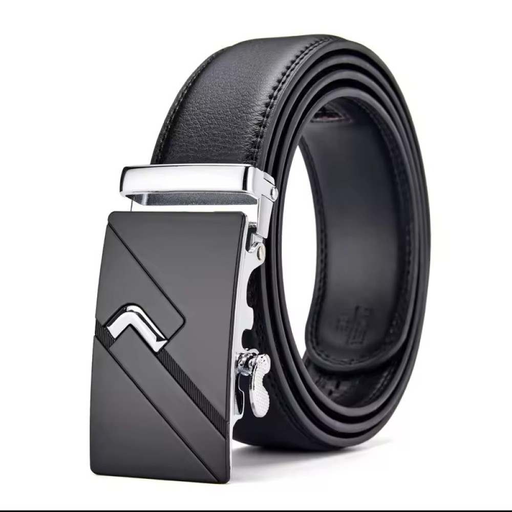 Customized Business Casual Adjustable Automatic Buckle Two-layer Cowhide Genuine Leather Belt for Men